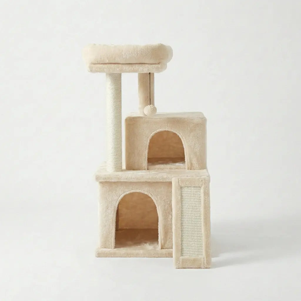 Arbre à chat à étage double grotte Miwou