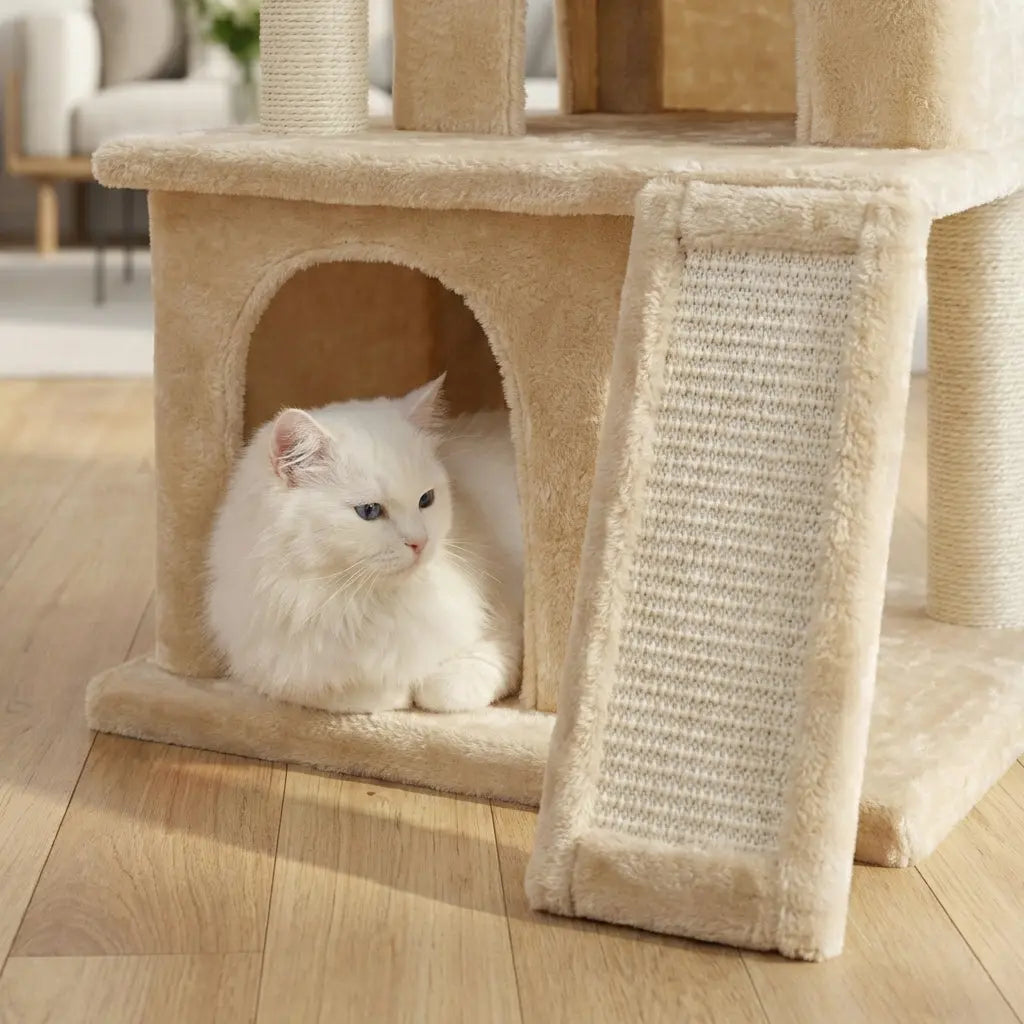 Arbre à chat à étage double grotte Miwou