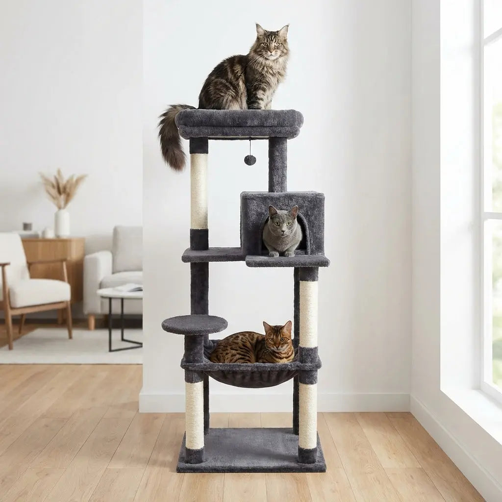 Arbre a chat avec hamac panier multi-niveaux Miwou