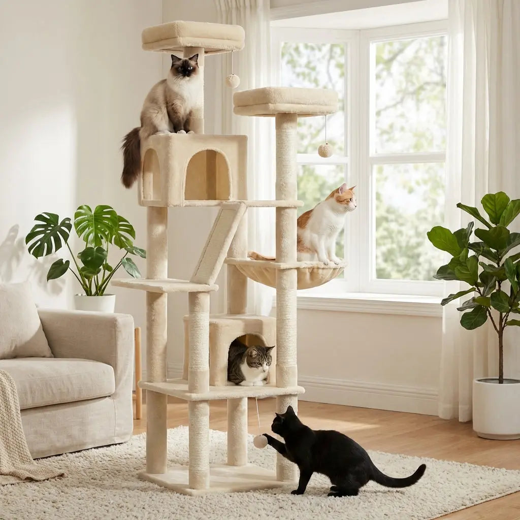 arbre à chat à plusieurs niveaux et perchoirs Miwou