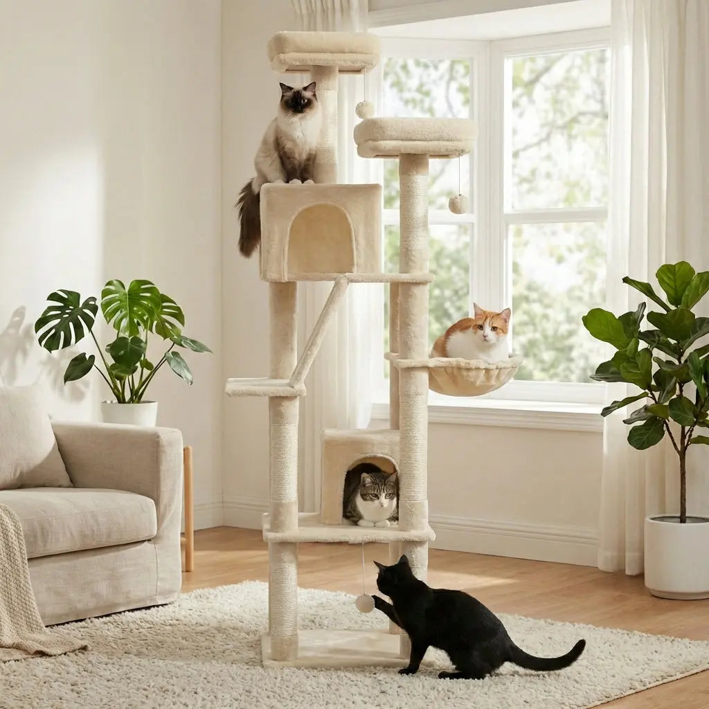 arbre à chat à plusieurs niveaux et perchoirs Miwou