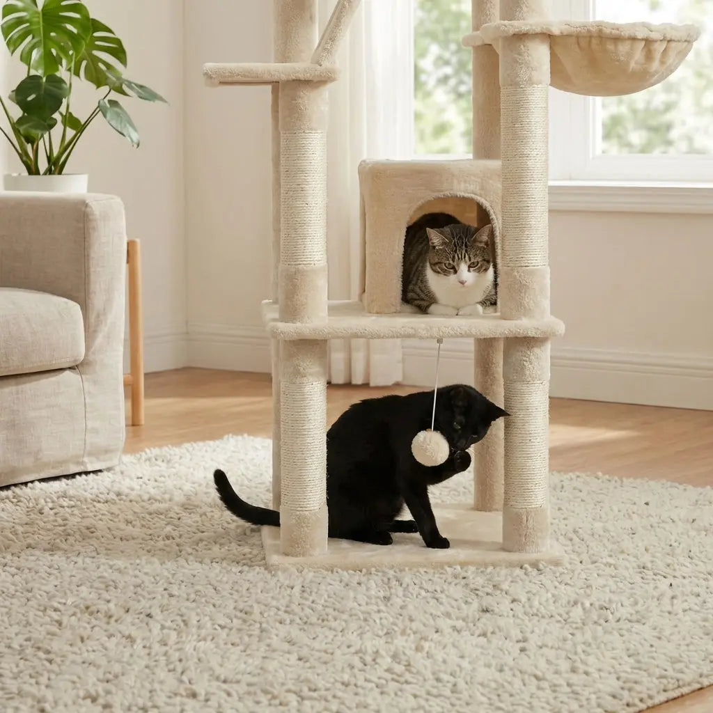 arbre à chat à plusieurs niveaux et perchoirs Miwou